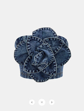 NWT Commense 3D Rose Applique Denim Tube Top Sz L